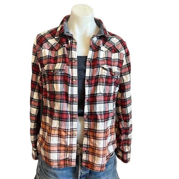 Beer & Montana All Day Flannel Plaid Shirt Shacket MEDIUM Oversize Unique Retro - Picture 4 of 6